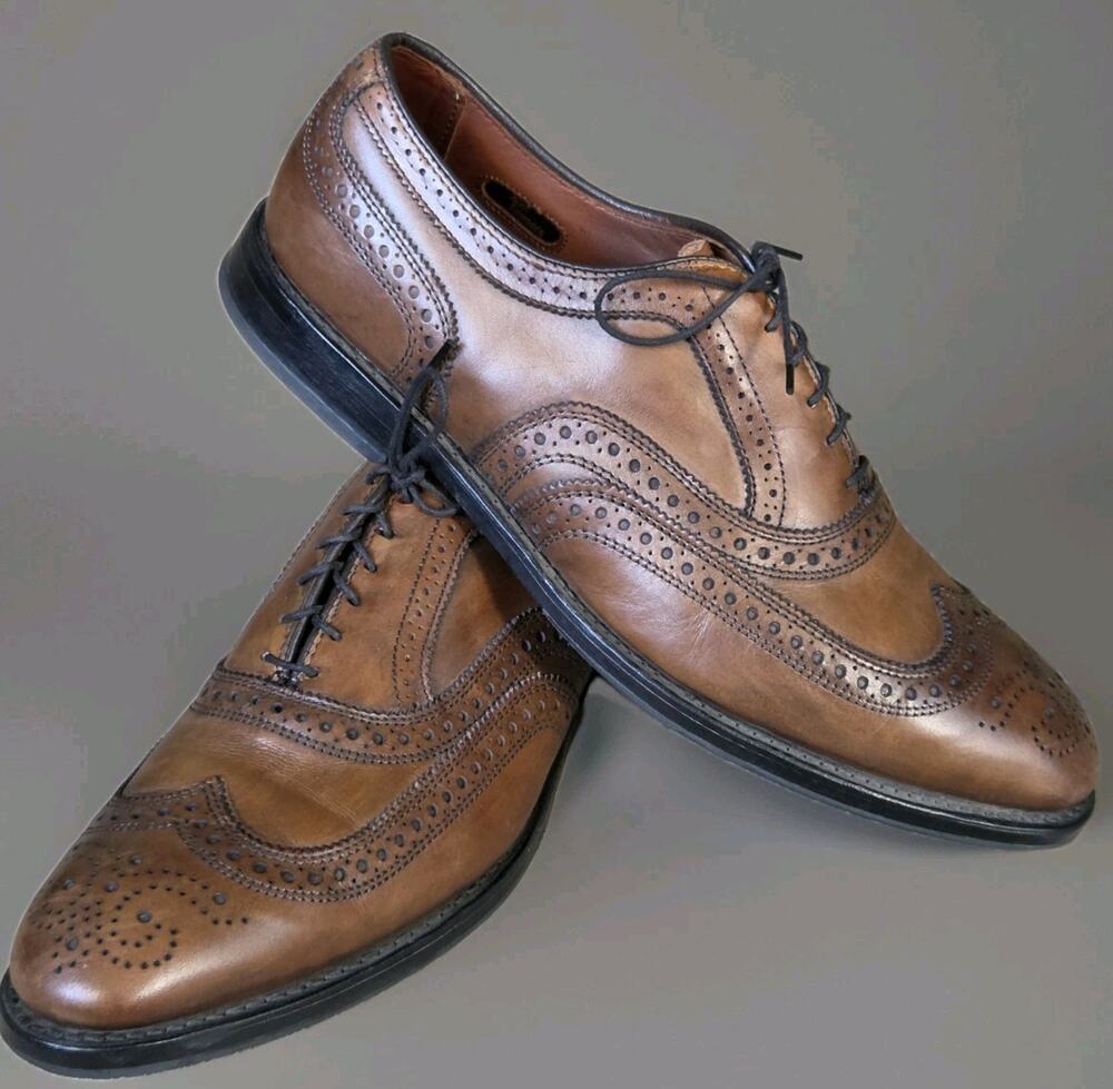 Allen Edmonds McAllister Oxford Men's US 10 Walnut Brown Leather Wingtip Brogue